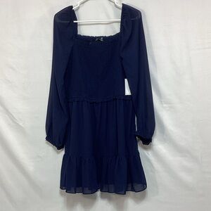 1. State Women’s blue Casual Dress smocked bodice lined